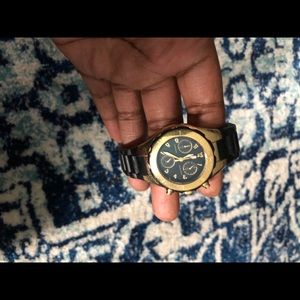 Black and gold watch